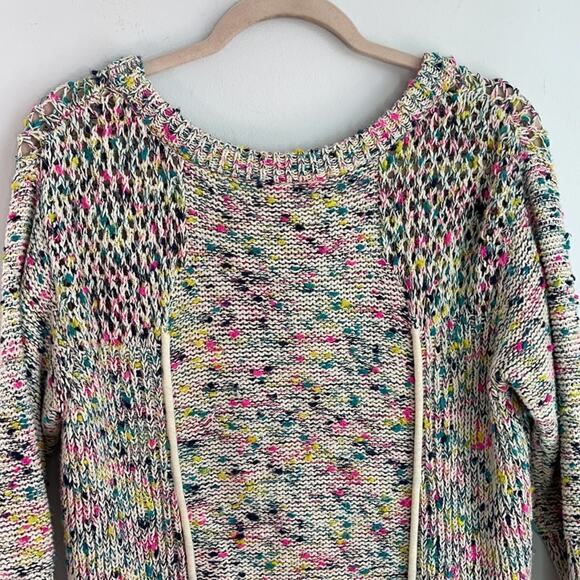 Plenty by Tracy Reese Rainbow Confetti slub scoop neck  3/4 sleeve sweater sz S - Picture 7 of 8